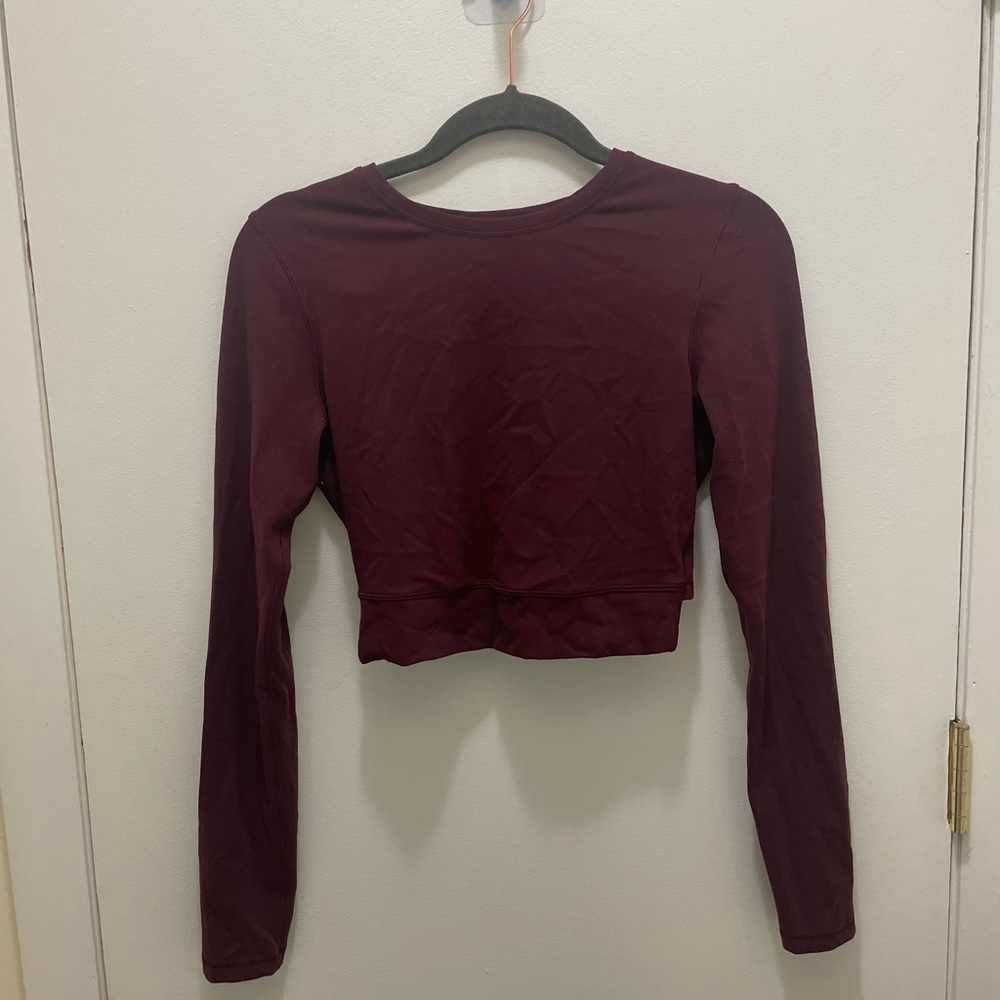 lululemon athletica Maroon Long Sleeve Crop Top